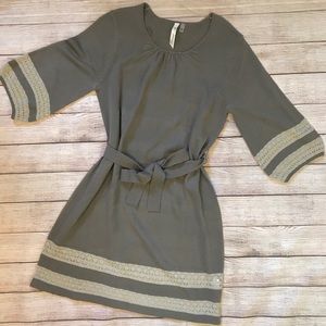 NY Collection Petite Crochet Trim Sweater Dress